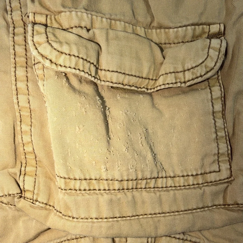 Plugg Men's Beige Cargo Shorts Cotton Canvas Flat Front Cargo Pockets